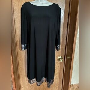 Tiana B. Black Dress with Silver Mirror Accents Holiday Classic Unique